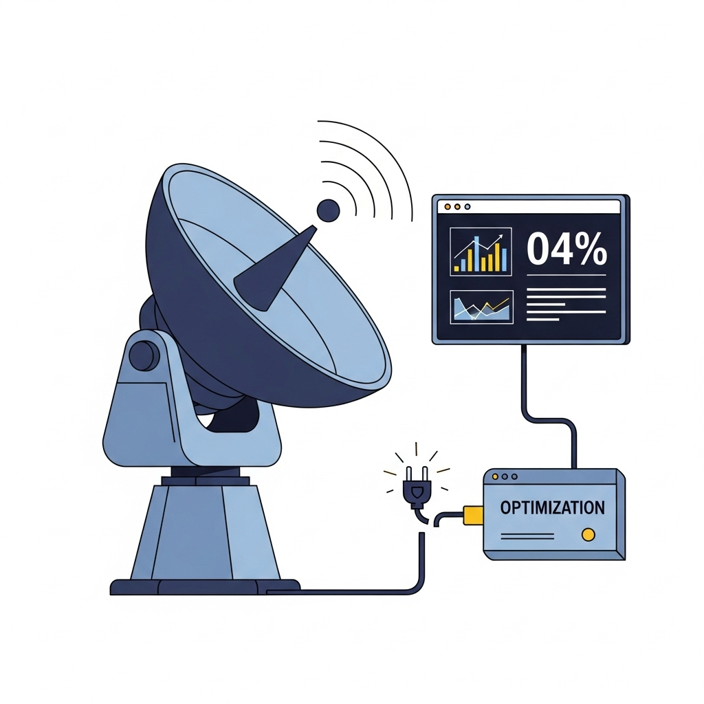 The Actionability Gap in GEO Monitoring Conceptual illustration of a high-tech radar receiving data perfectly, but the cable connecting it to an 'Optimization' control panel is unplugged, symbolizing the actionability gap.