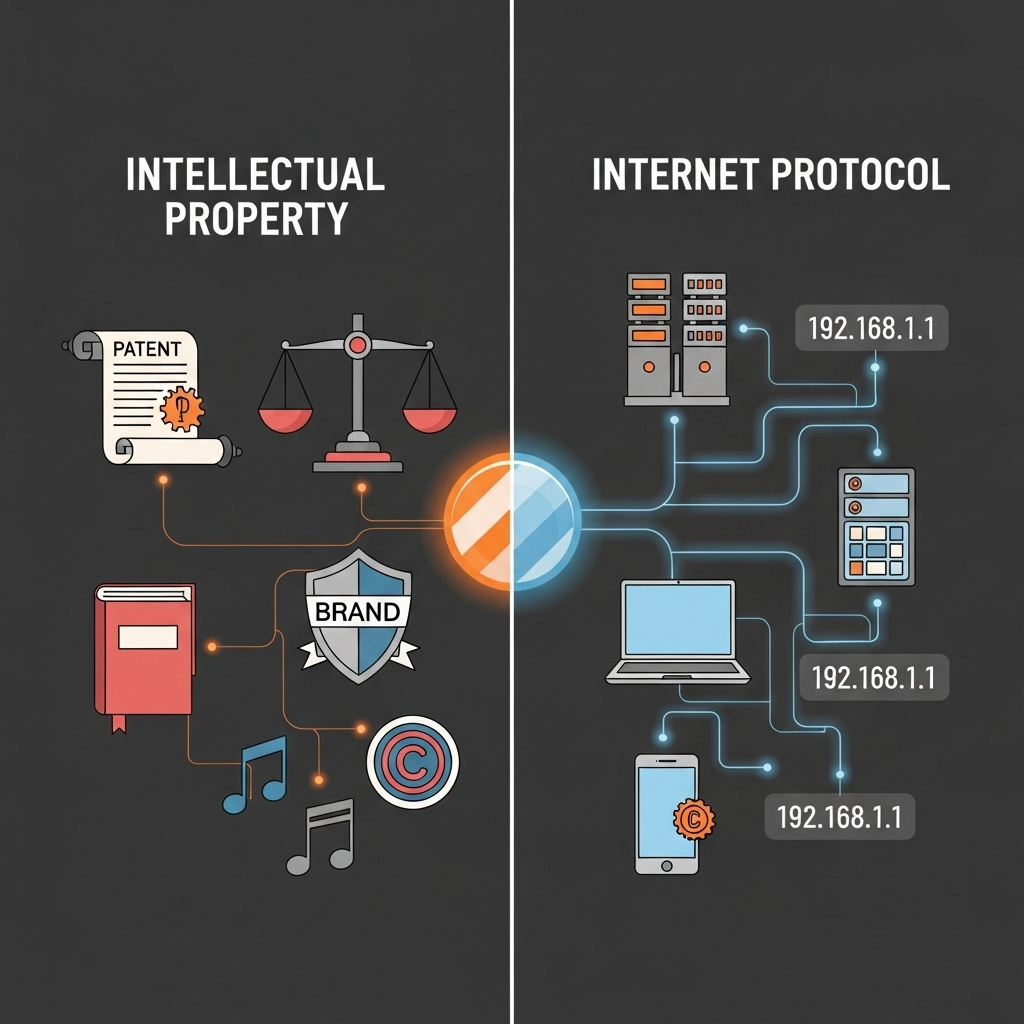 Clarifying IP: Intellectual Property vs. Internet Protocol Descriptive alt text for the image, crucial for SEO and accessibility.
